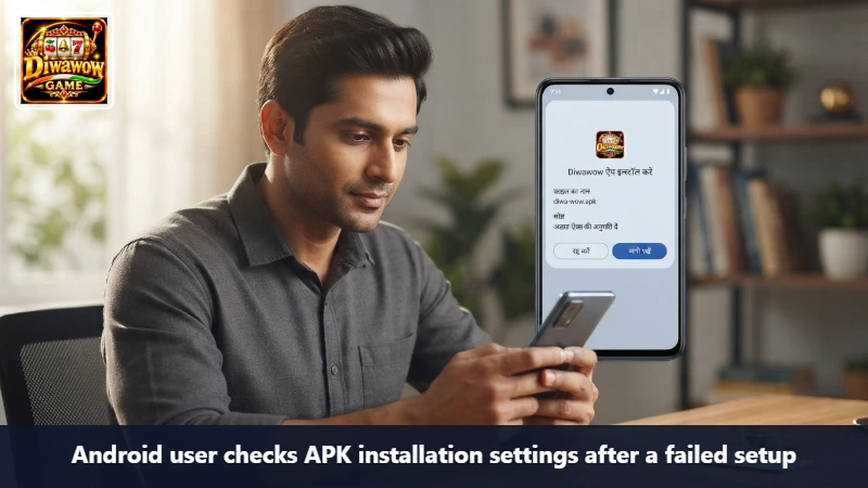 Android user checks APK installation settings after a failed setup